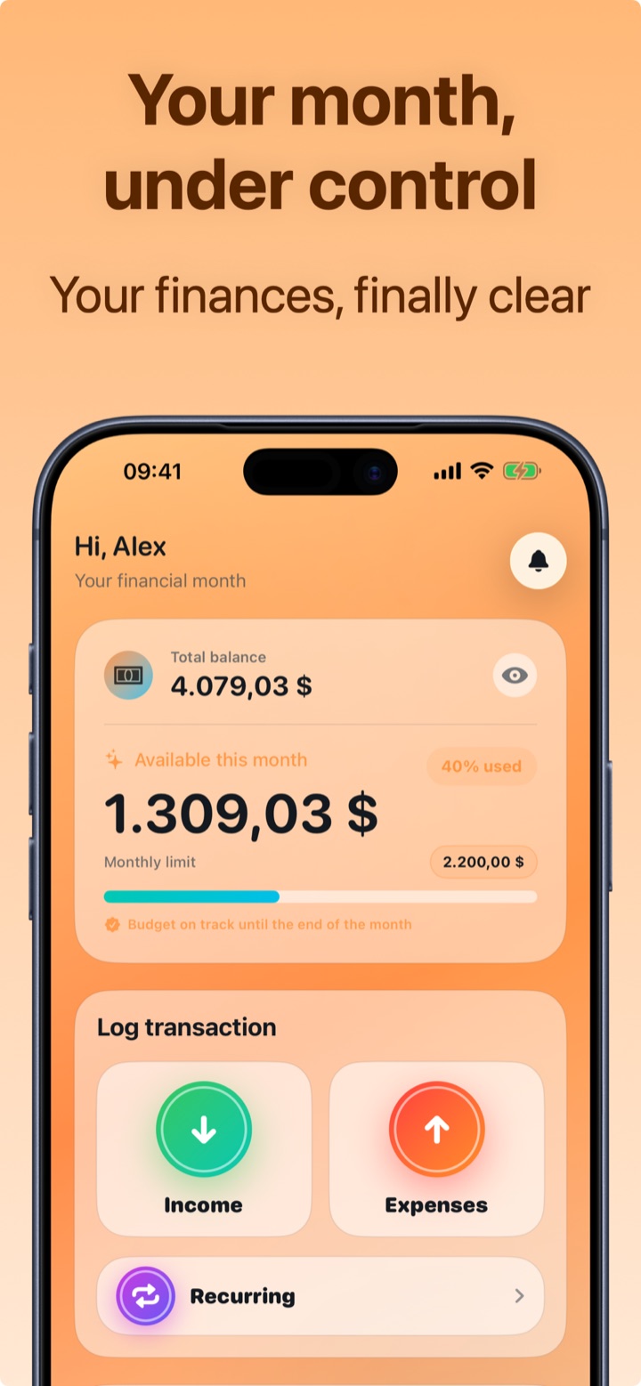Crena Home: total balance and monthly budget under control